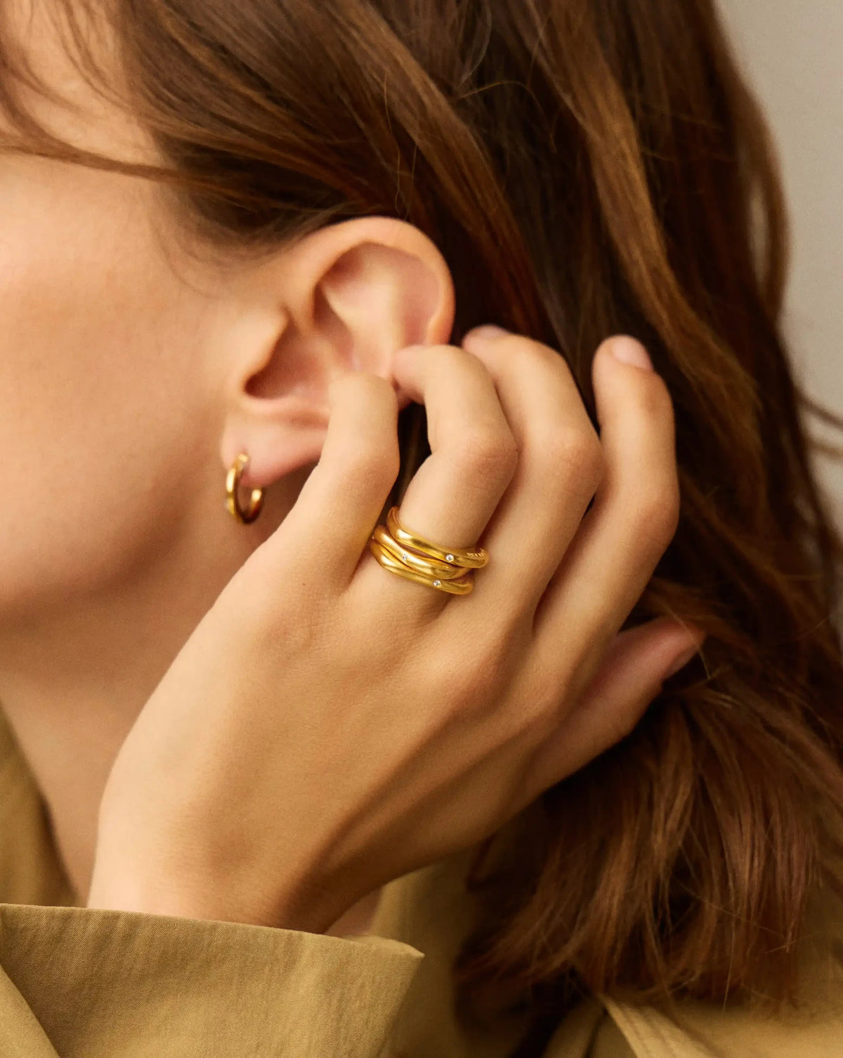 Harris Reed Self-Love Stacking Rings | 18ct Gold Plated/Cubic Zirconia