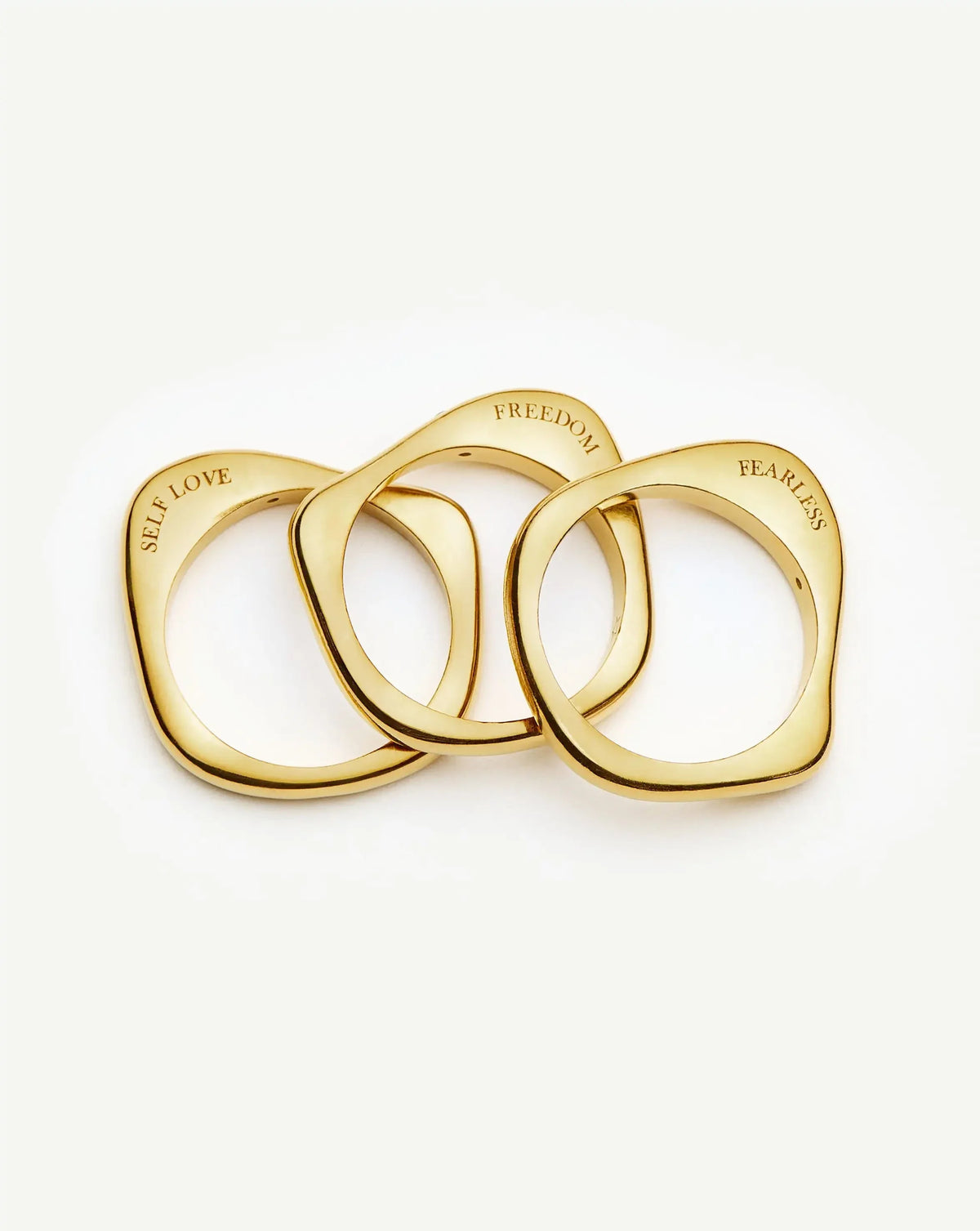 Harris Reed Self-Love Stacking Rings | 18ct Gold Plated/Cubic Zirconia