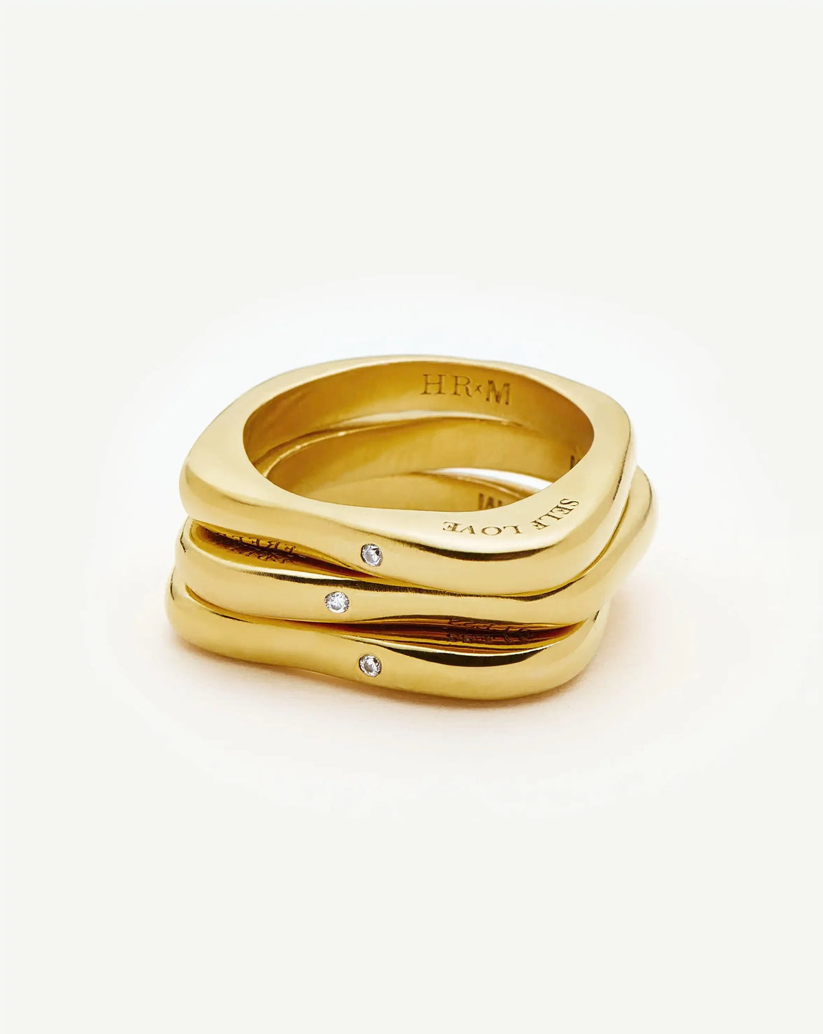 Harris Reed Self-Love Stacking Rings | 18ct Gold Plated/Cubic Zirconia