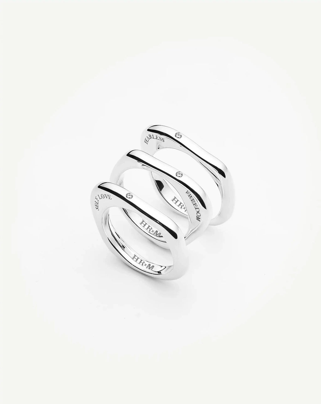 Harris Reed Self-Love Stacking Rings | Silver Plated/Cubic Zirconia
