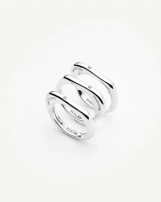 Harris Reed Self-Love Stacking Rings | Silver Plated/Cubic Zirconia