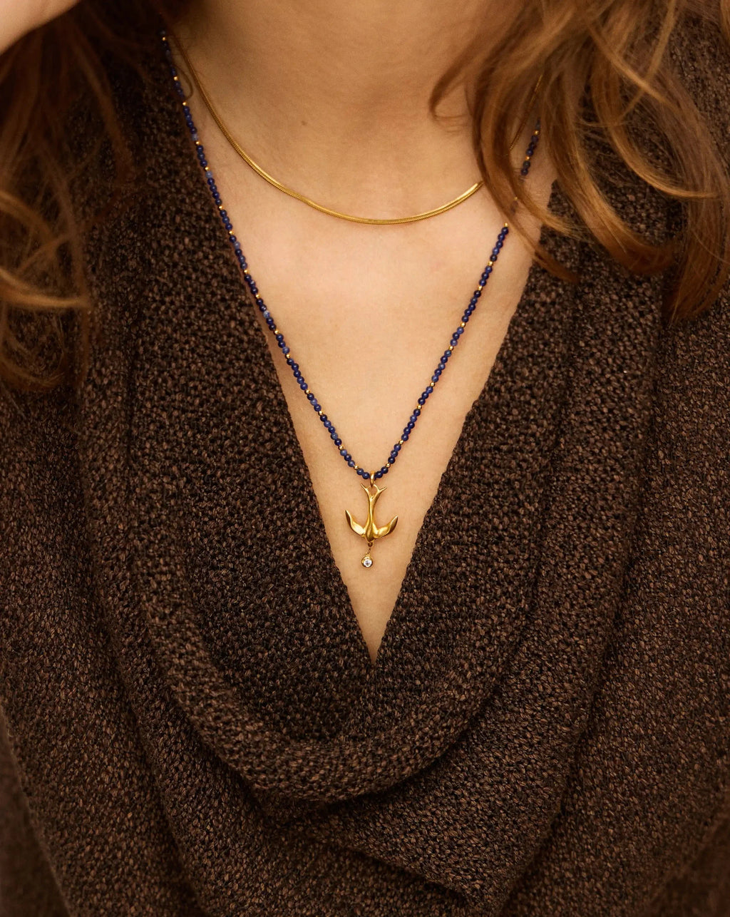 Harris Reed Taking Flight Keepsake Necklace | 18ct Gold Plated/Blue Sodalite