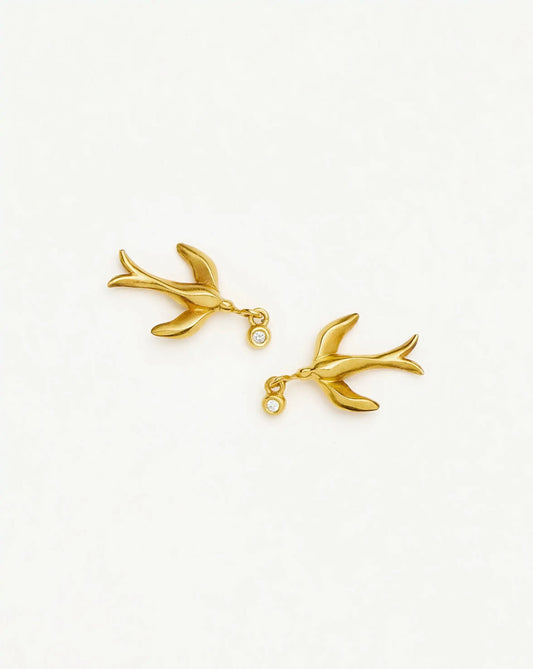 Harris Reed Taking Flight Stud Earrings | 18ct Gold Plated/Cubic Zirconia