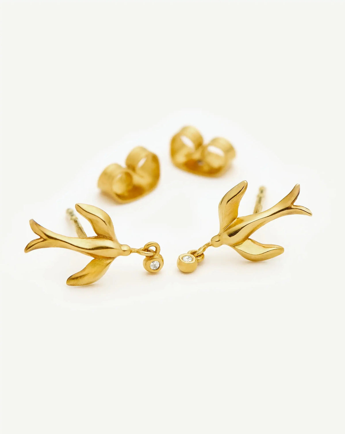 Harris Reed Taking Flight Stud Earrings | 18ct Gold Plated/Cubic Zirconia