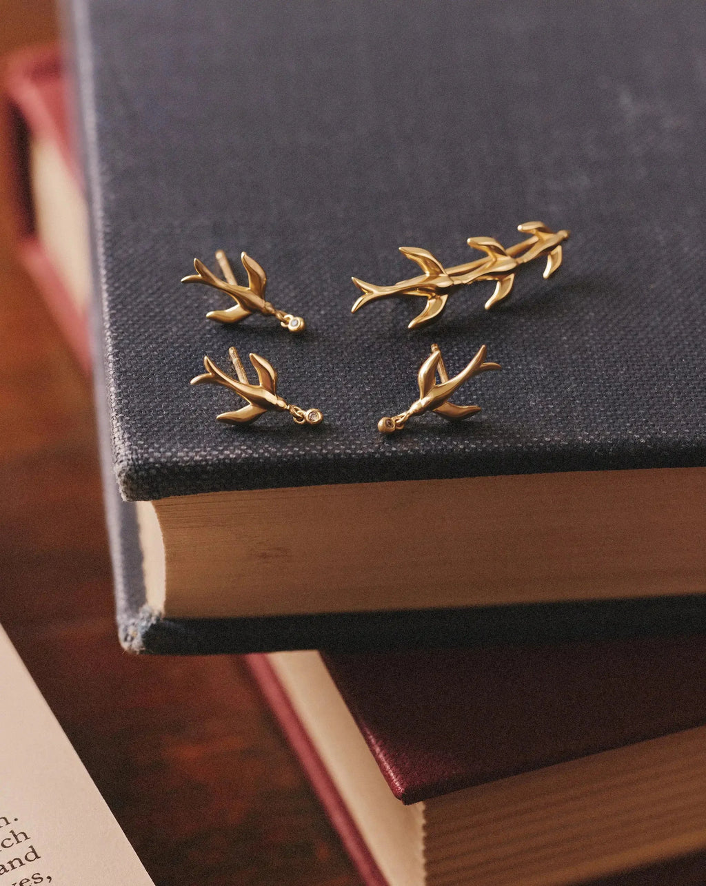Harris Reed Taking Flight Stud Earrings | 18ct Gold Plated/Cubic Zirconia
