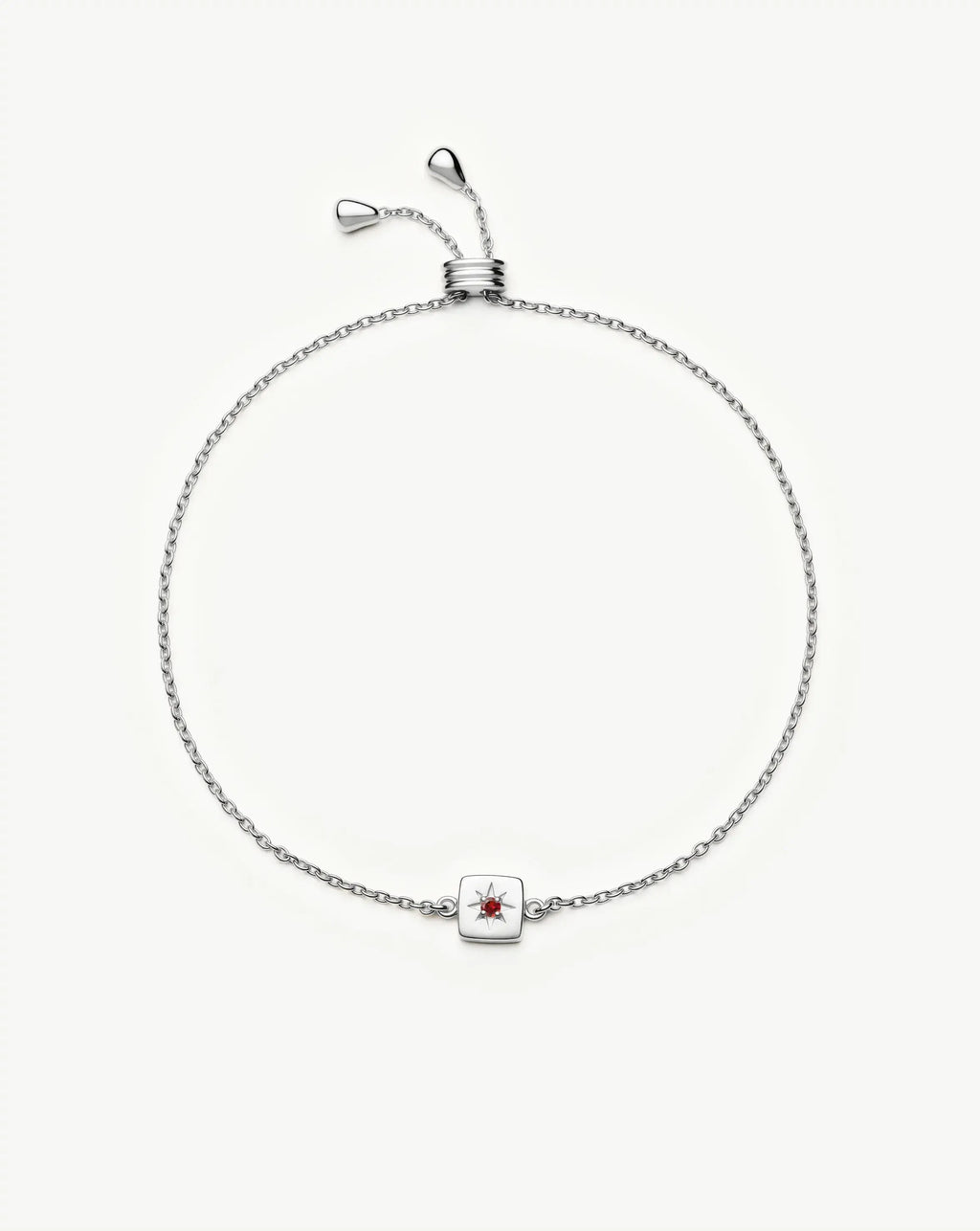 January Birthstone Slider Bracelet | Silver Plated/Natural Garnet