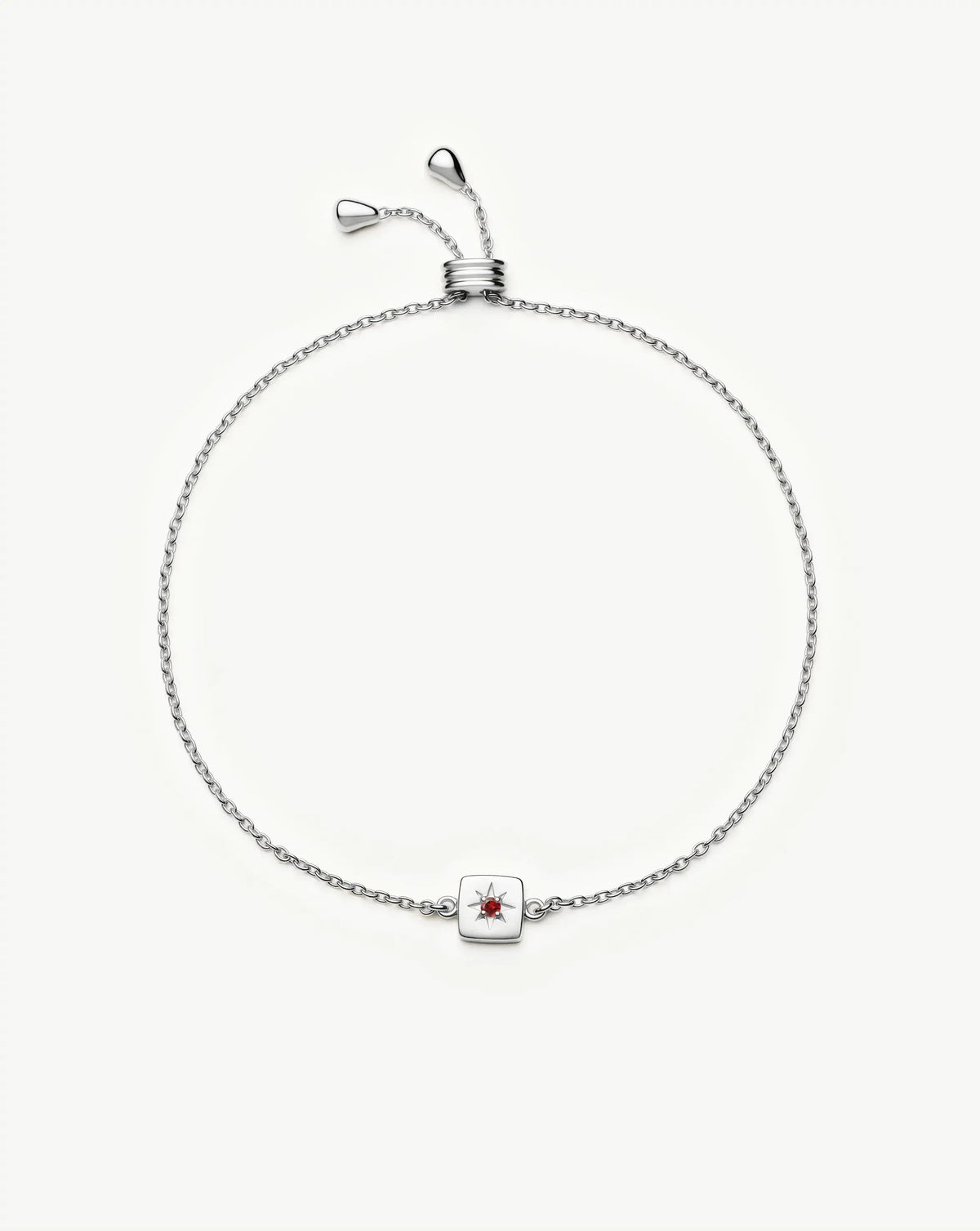 January Birthstone Slider Bracelet | Silver Plated/Natural Garnet