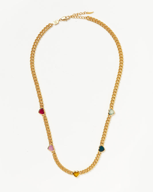 Jelly Heart Gemstone Charm Necklace | 18ct Gold Plated/Multi Quartz