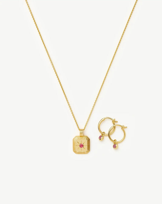 The Meaningful July Birthstone Set | 18ct Gold Vermeil/Glass Filled Ruby