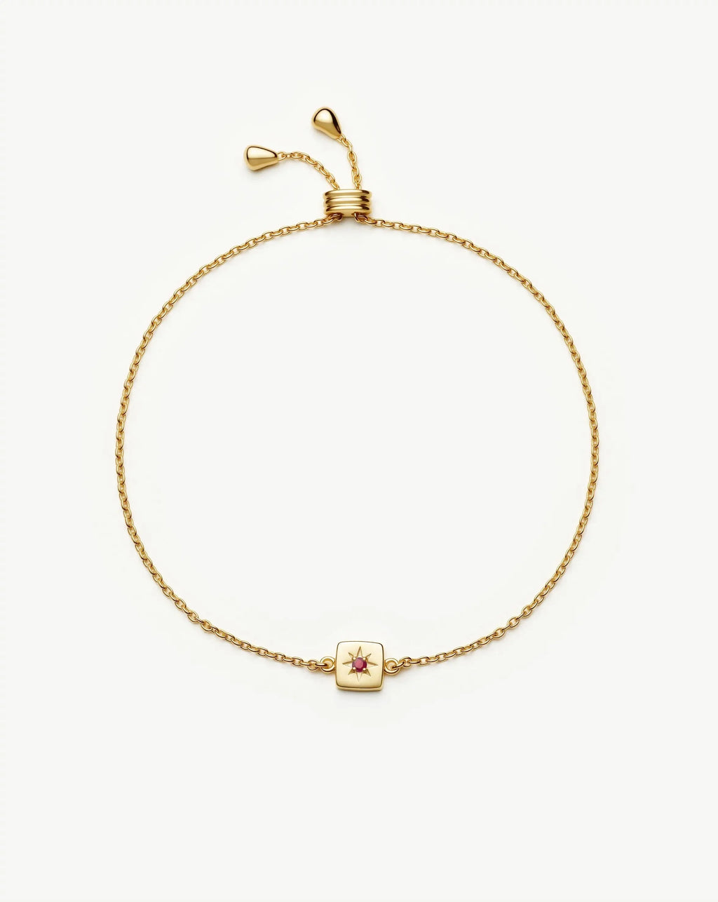 July Birthstone Slider Bracelet | 18ct Gold Plated/Ruby