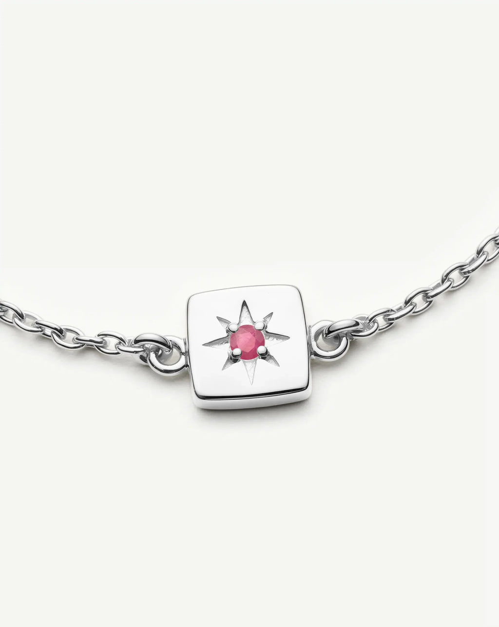 July Birthstone Slider Bracelet | Silver Plated/Ruby