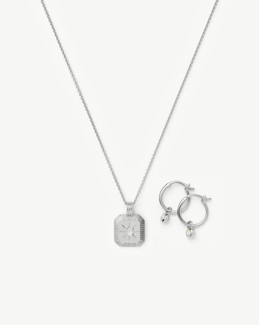 The Meaningful June Birthstone Set | Sterling Silver/Rainbow Moonstone