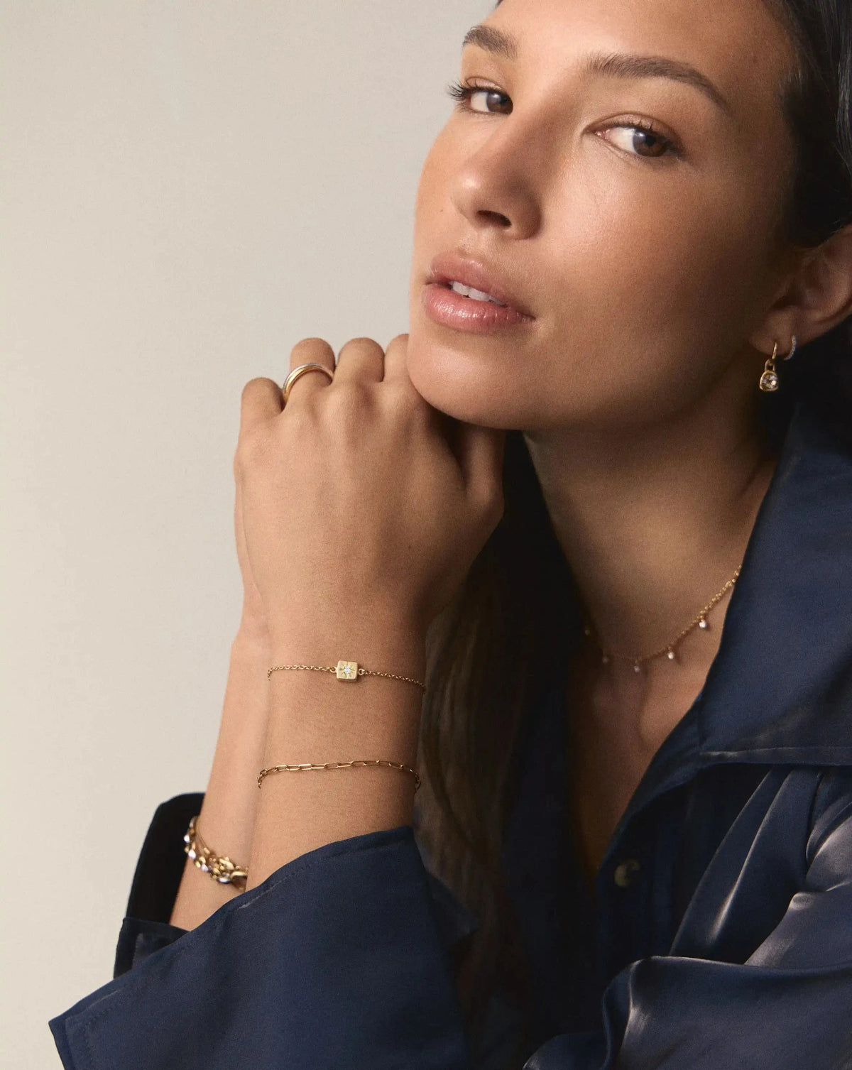 June Birthstone Slider Bracelet | 18ct Gold Plated/Rainbow Moonstone