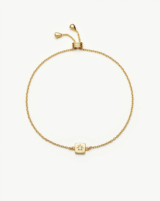 June Birthstone Slider Bracelet | 18ct Gold Plated/Rainbow Moonstone