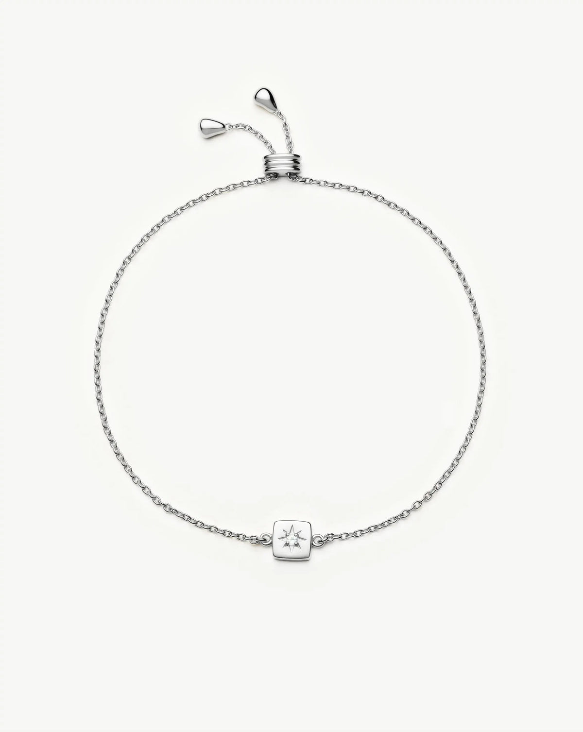 June Birthstone Slider Bracelet | Silver Plated/Rainbow Moonstone