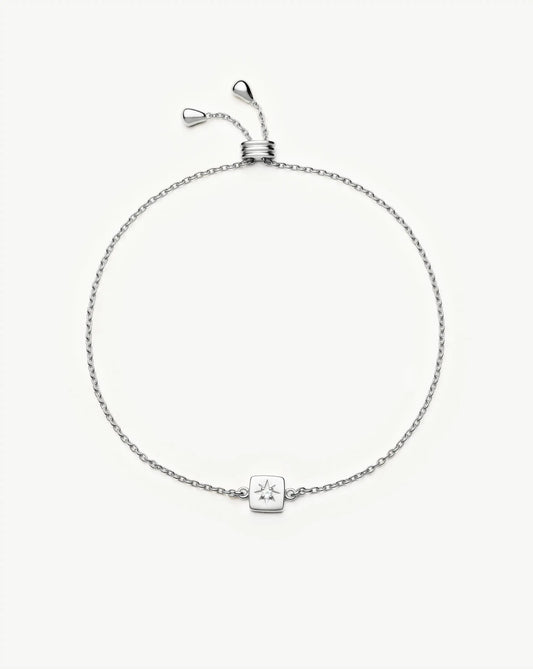 June Birthstone Slider Bracelet | Silver Plated/Rainbow Moonstone