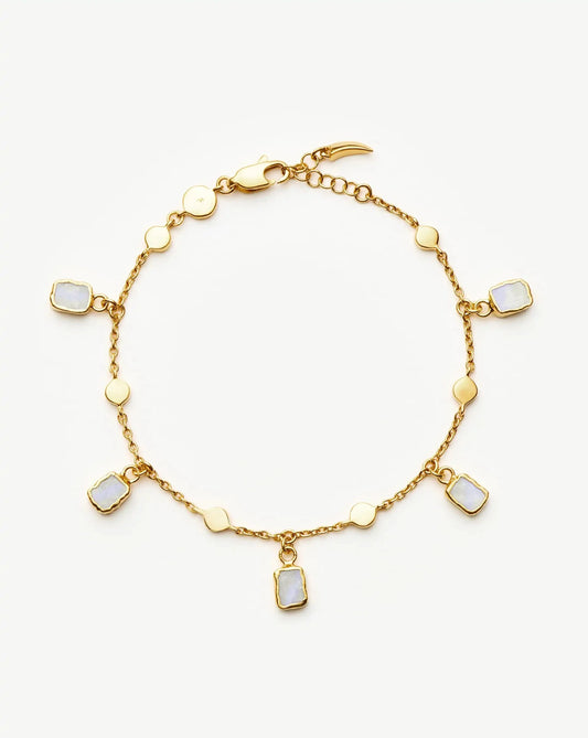 Lena Charm Bracelet | 18ct Gold Plated/Rainbow Moonstone
