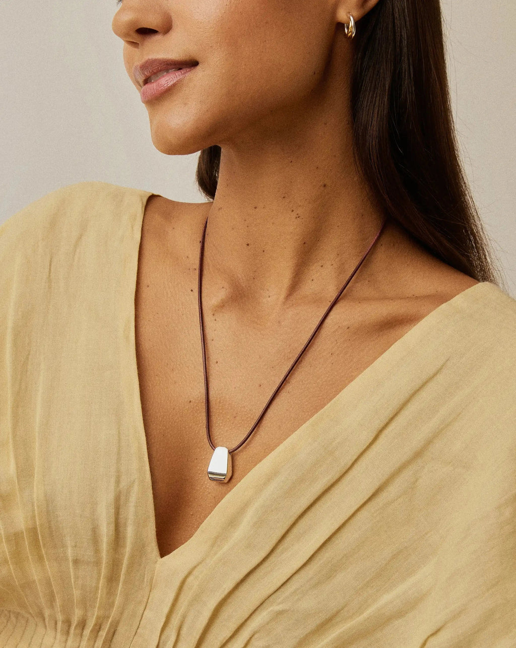 Lucy Williams Arco Cord Necklace | Silver Plated
