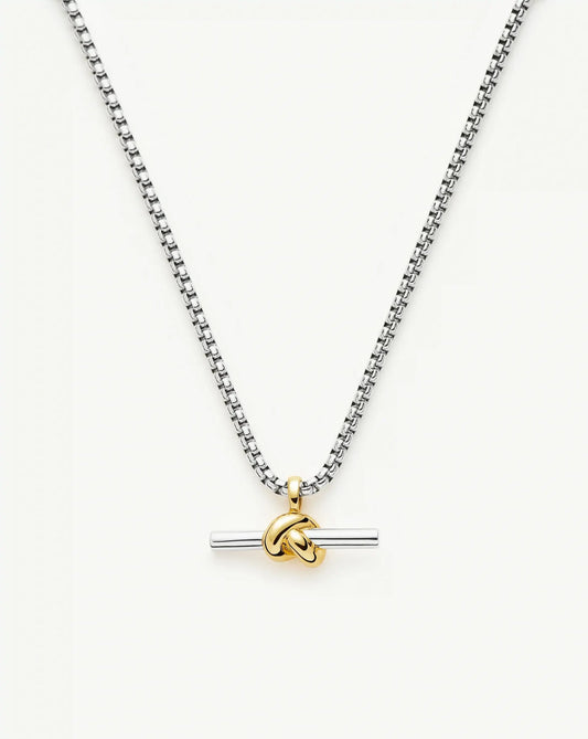 Lucy Williams Chunky Knot T-Bar Necklace | Mixed Metal