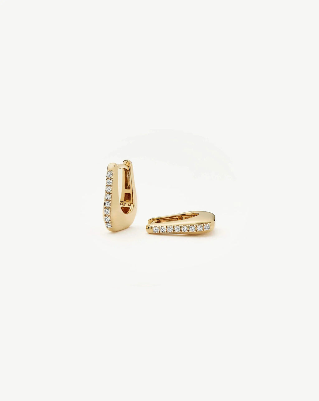 Lucy Williams Solid Gold Diamond Arco Huggies | 9ct Solid Yellow Gold/Lab Grown Diamonds
