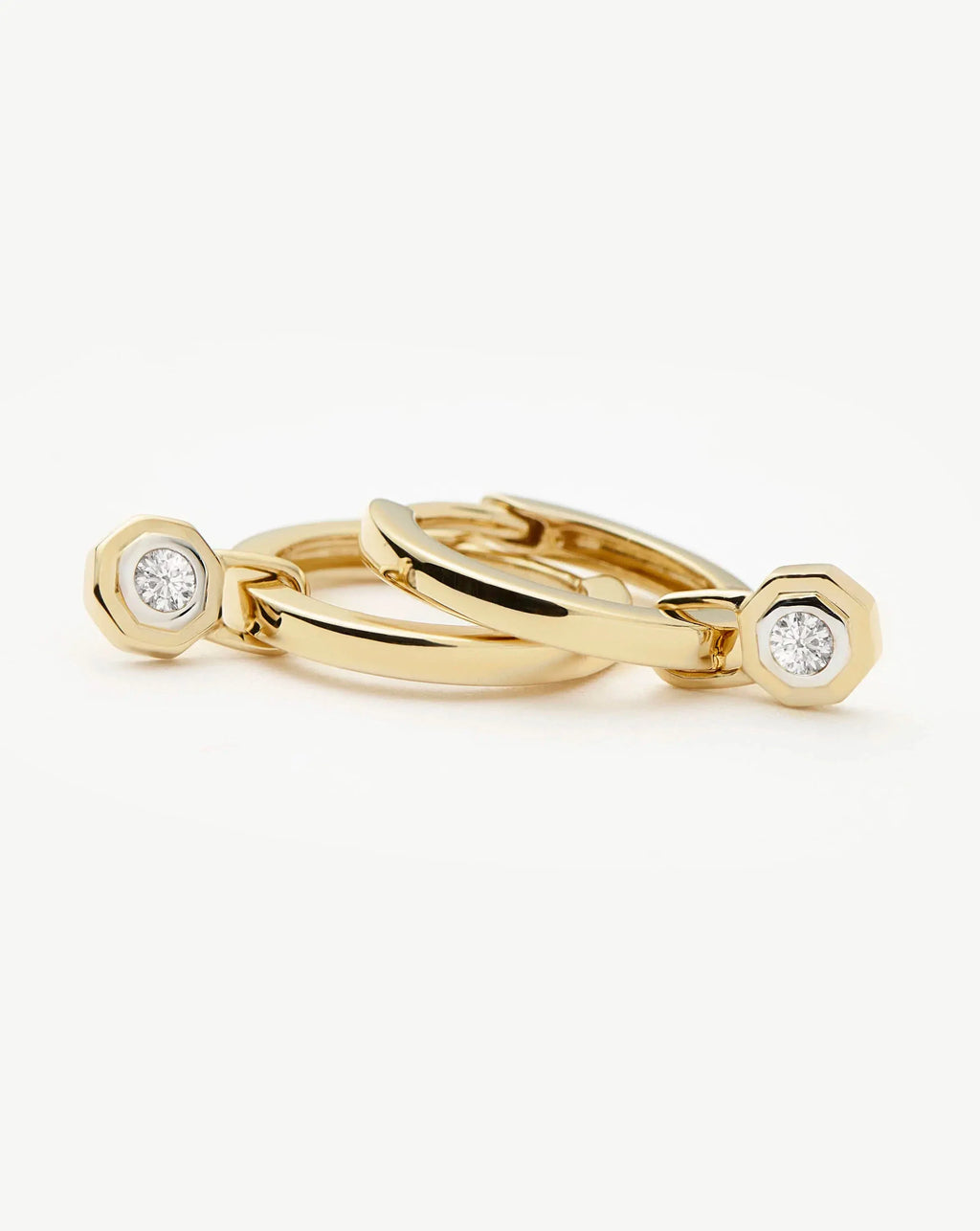 Lucy Williams Solid Gold Diamond Drop Huggies | 9ct Solid Yellow Gold/Lab Grown Diamonds