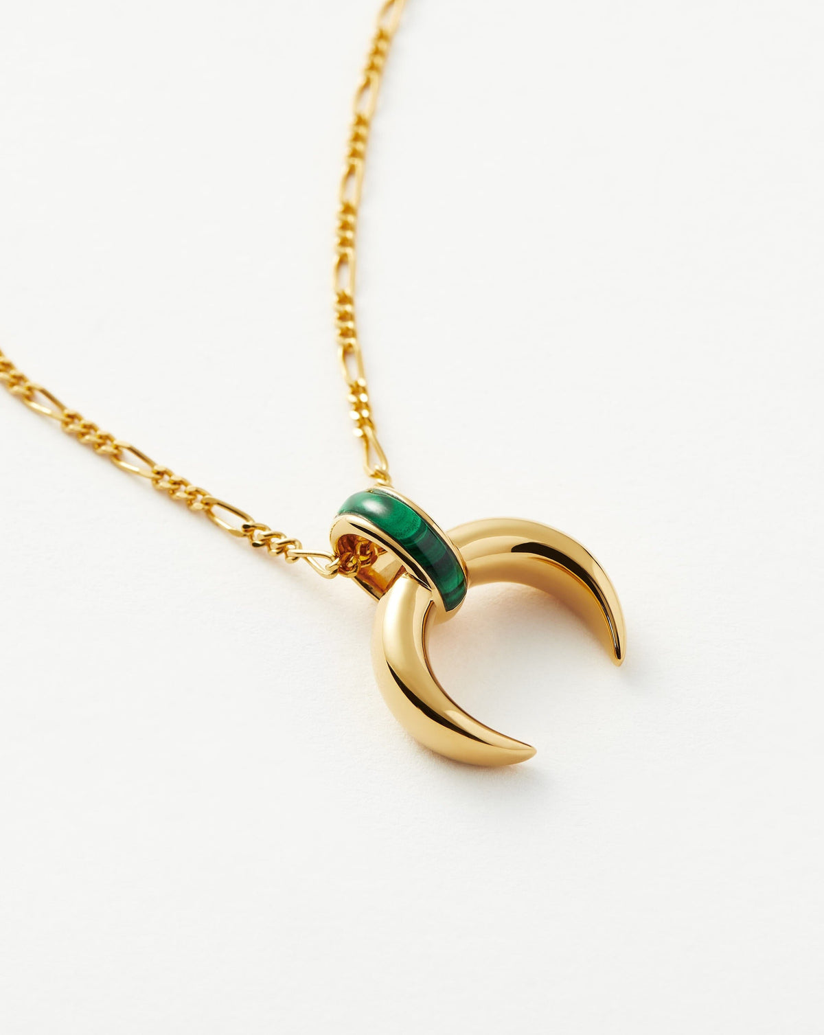 Lucy Williams Malachite Horn Pendant Necklace | 18ct Gold Vermeil/Malachite