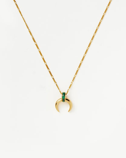 Lucy Williams Malachite Horn Pendant Necklace | 18ct Gold Vermeil/Malachite