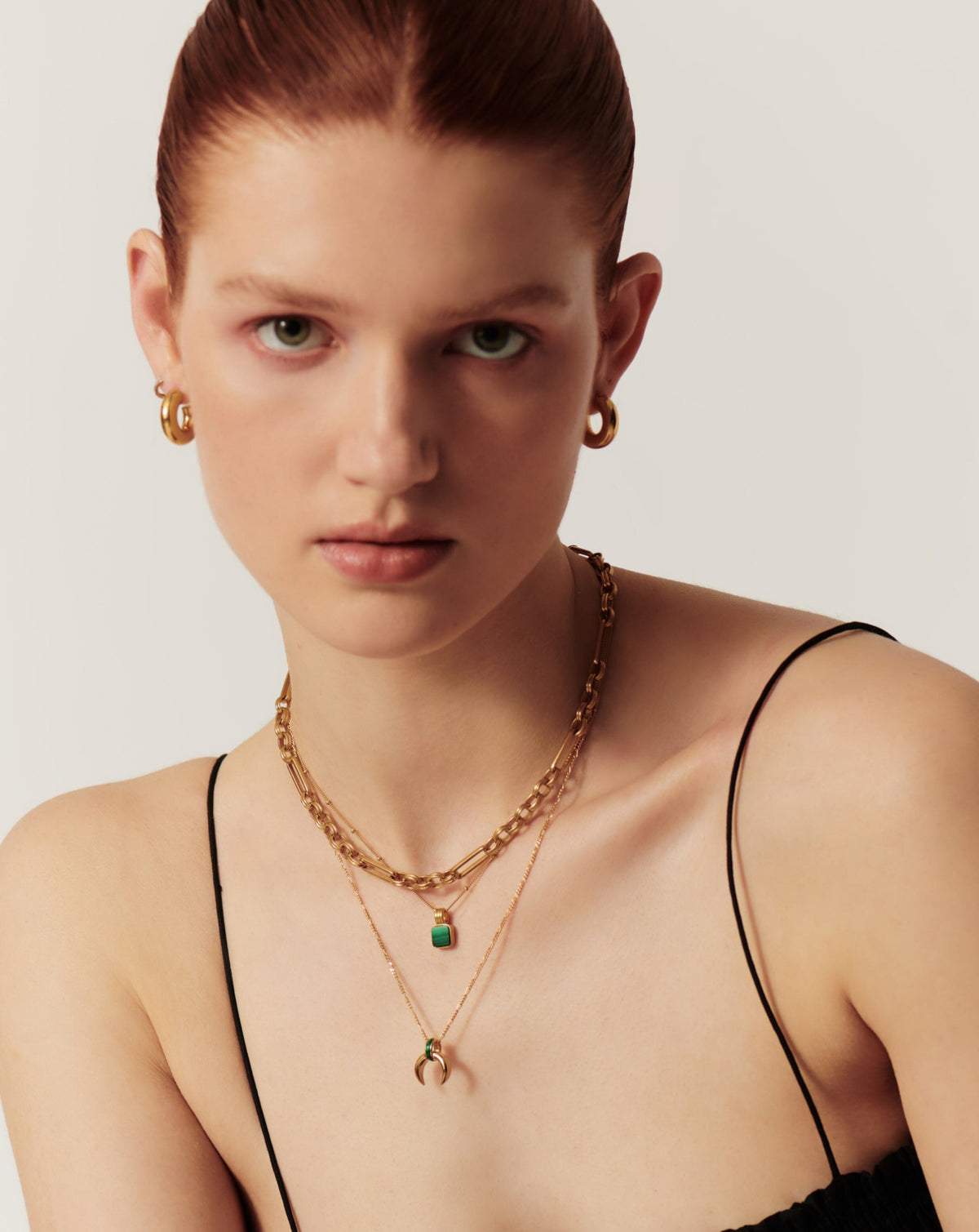 Lucy Williams Malachite Horn Pendant Necklace | 18ct Gold Vermeil/Malachite