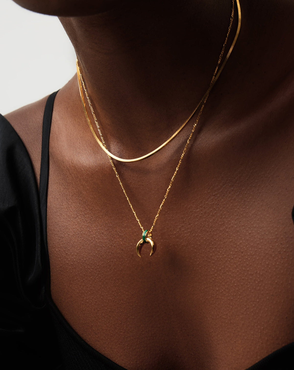 Lucy Williams Malachite Horn Pendant Necklace | 18ct Gold Vermeil/Malachite