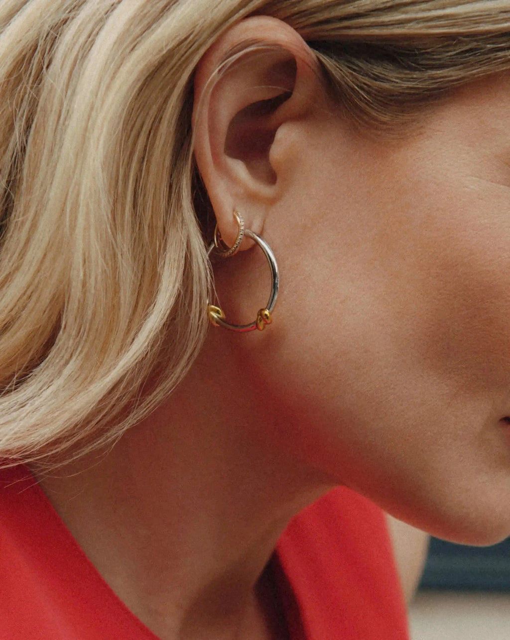 Lucy Williams Medium Knot Hoop Earrings | Mixed Metal