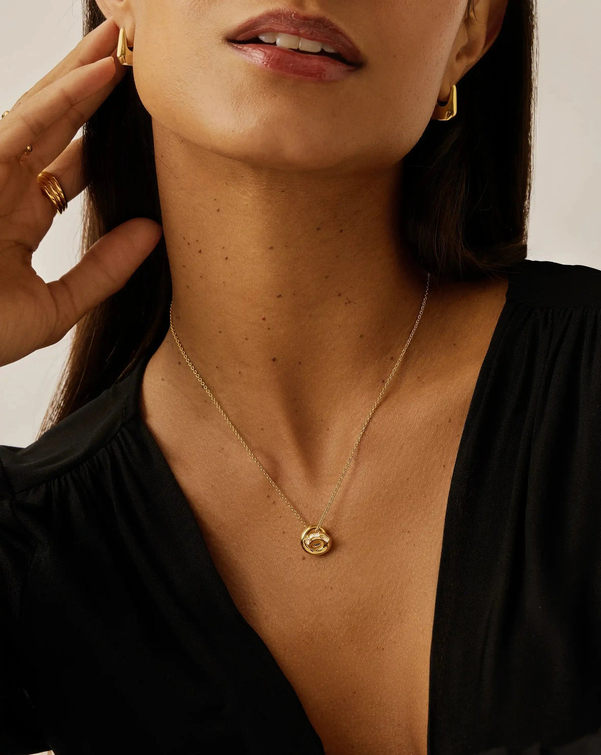 Lucy Williams Pavé Knot Pendant Necklace  | 18ct Gold Plated