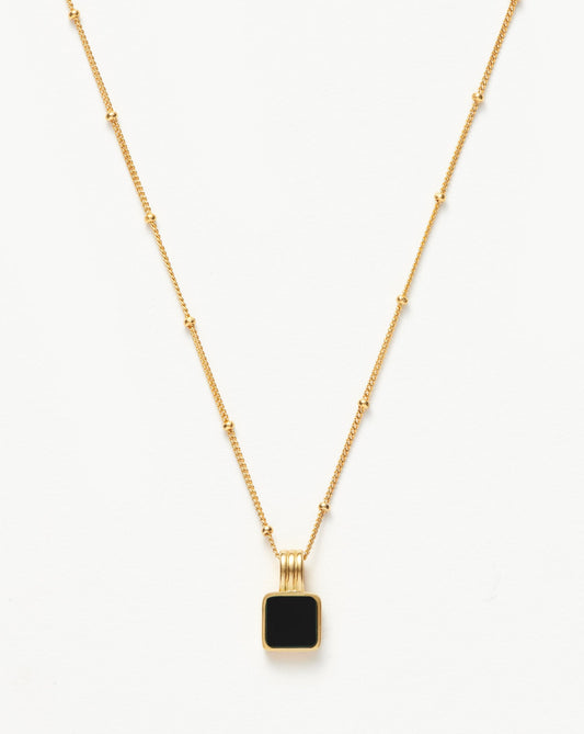 Lucy Williams Square Onyx Necklace | 18ct Gold Vermeil/Black Onyx