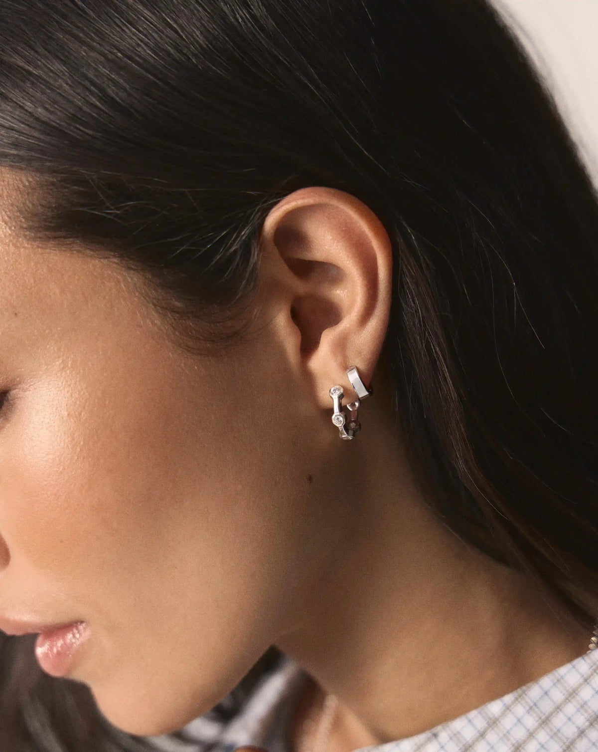 Lucy Williams Tennis Small Hoop Earrings | Silver Plated
