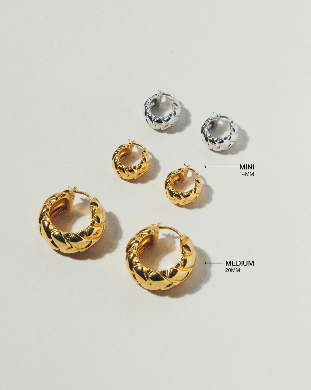 Lucy Williams Waffle Mini Hoop Earrings | Silver Plated