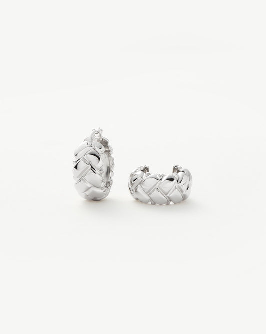 Lucy Williams Waffle Mini Hoop Earrings | Silver Plated