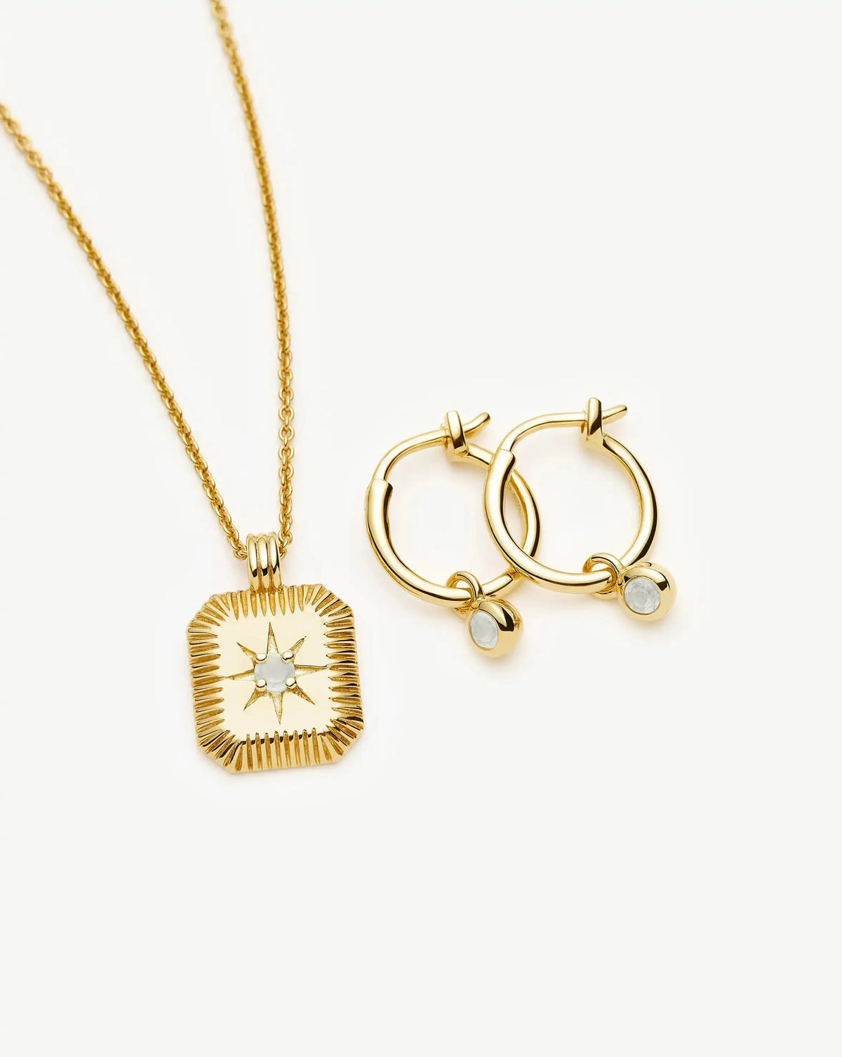 The Meaningful March Birthstone Set | 18ct Gold Vermeil/Milky Aquamarine