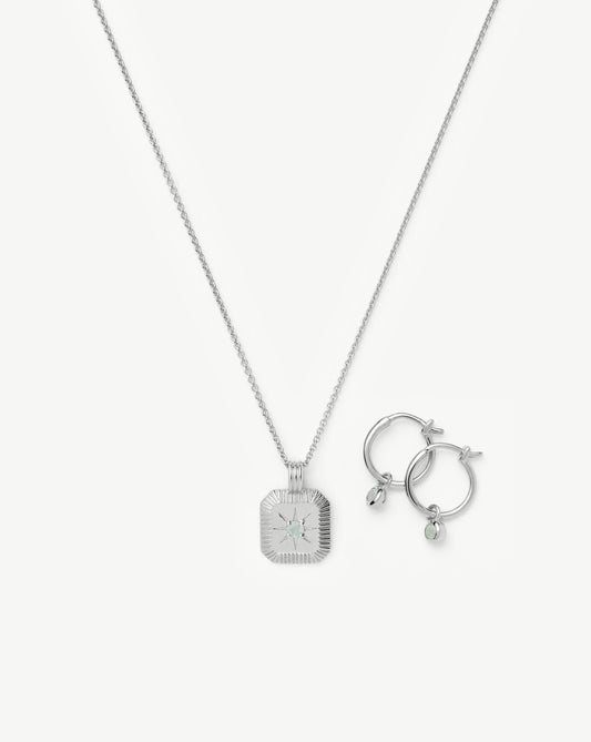 The Meaningful March Birthstone Set | Sterling Silver/Milky Aquamarine