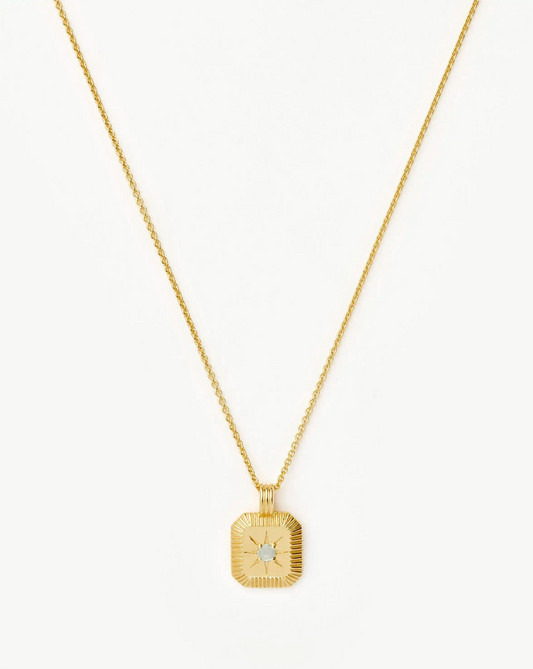March Birthstone Pendant Necklace | 18ct Gold Vermeil/Milky Aquamarine