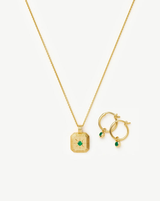 The Meaningful May Birthstone Set | 18ct Gold Vermeil/Green Onyx