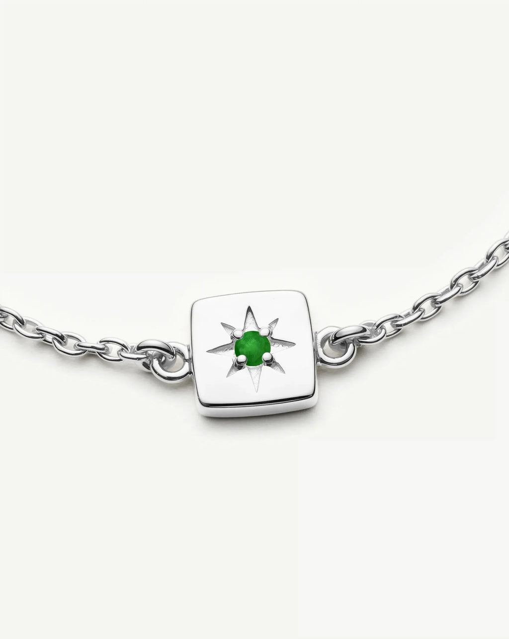 May Birthstone Slider Bracelet | Silver Plated/Green Onyx
