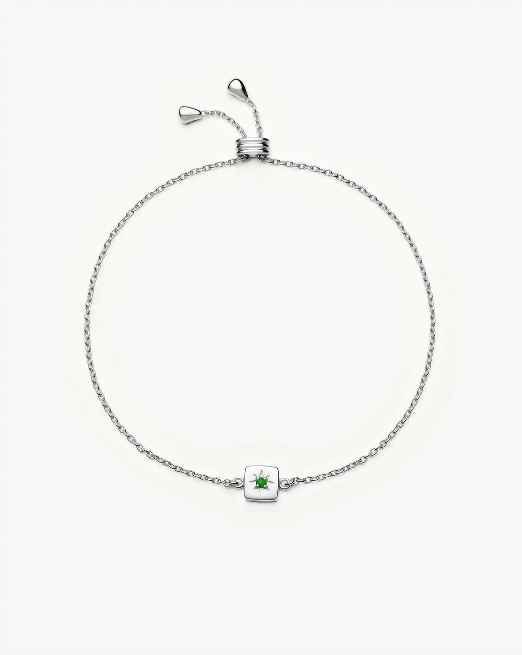 May Birthstone Slider Bracelet | Silver Plated/Green Onyx