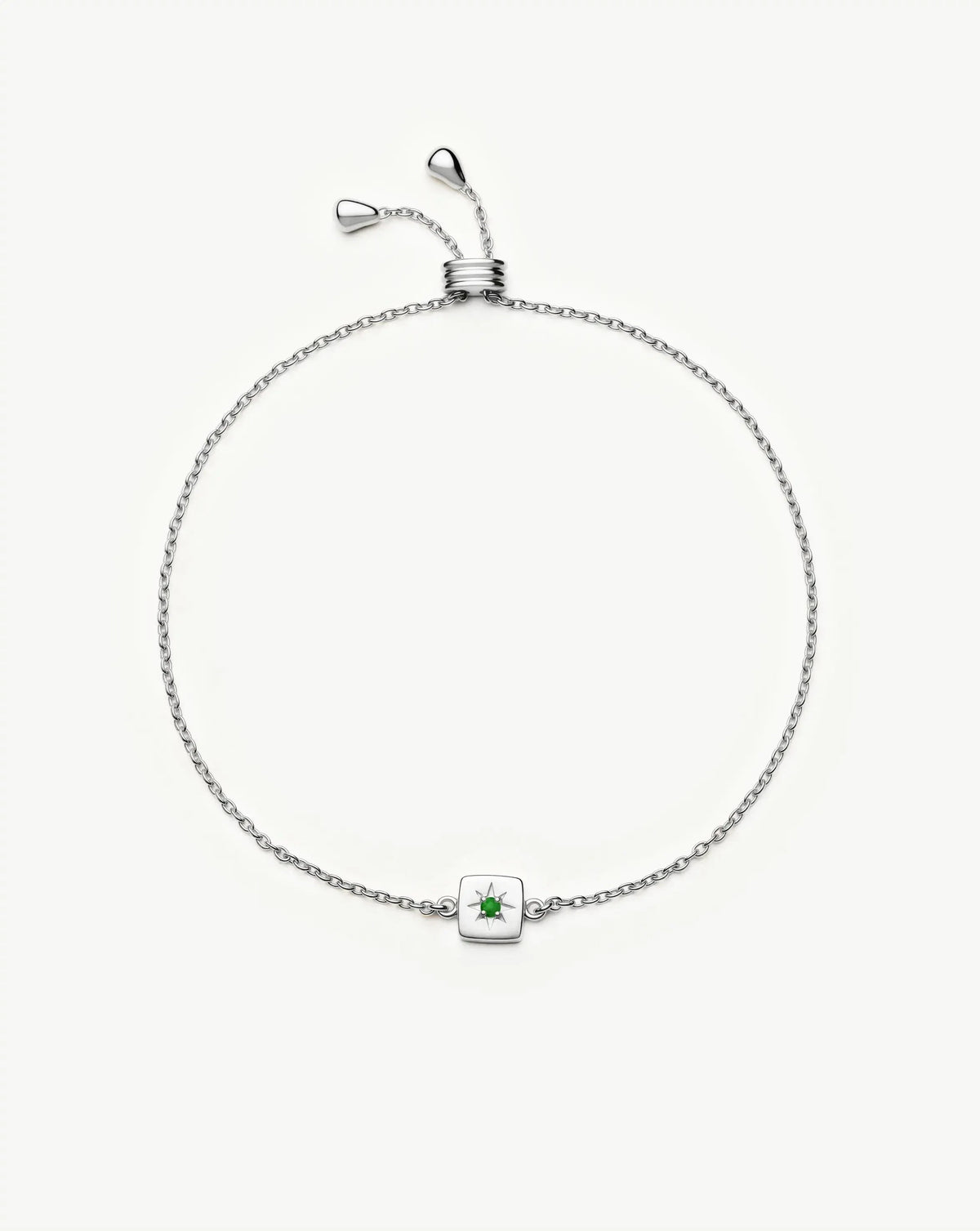 May Birthstone Slider Bracelet | Silver Plated/Green Onyx