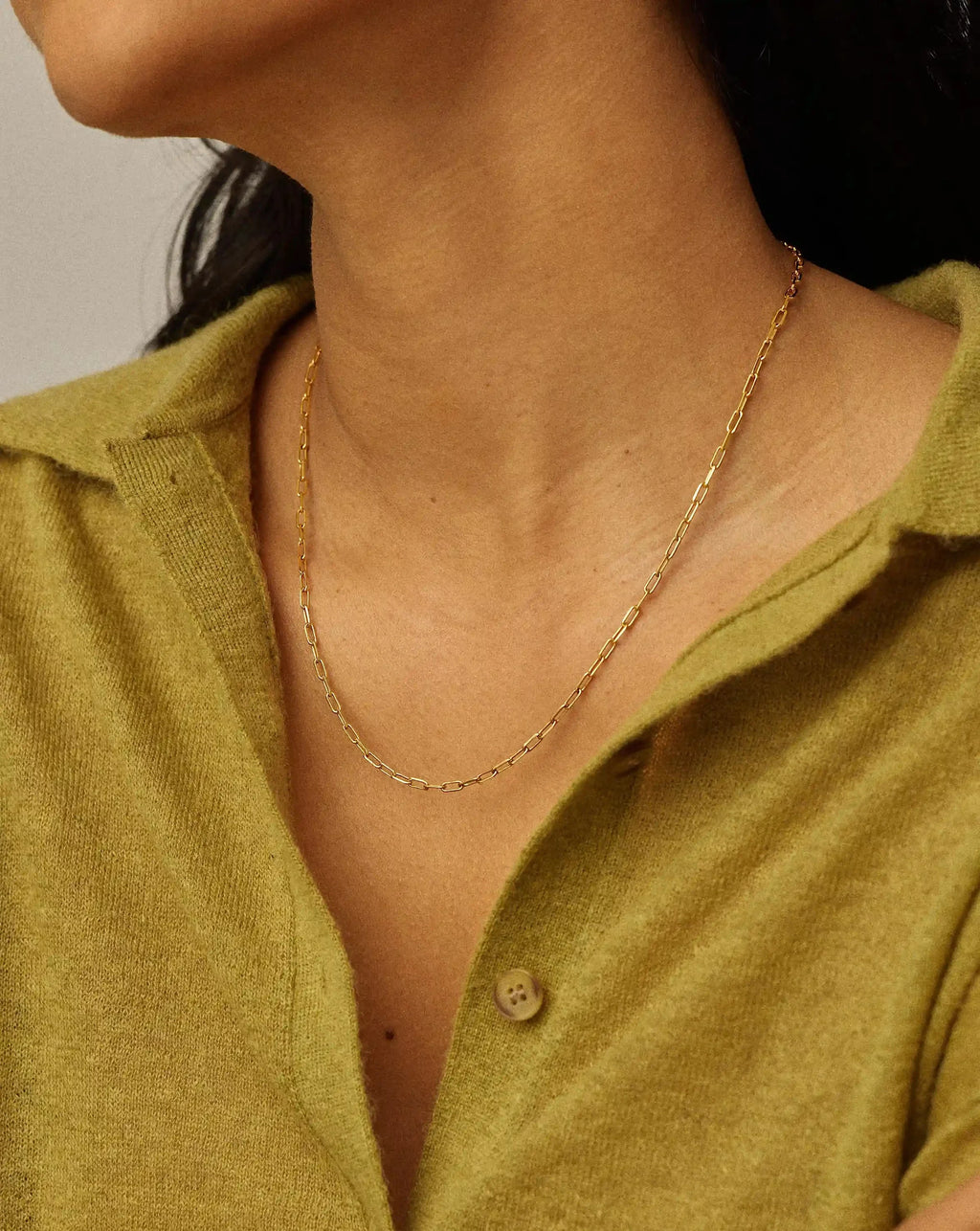 Mini Paperclip Chain Necklace | 18ct Gold Plated
