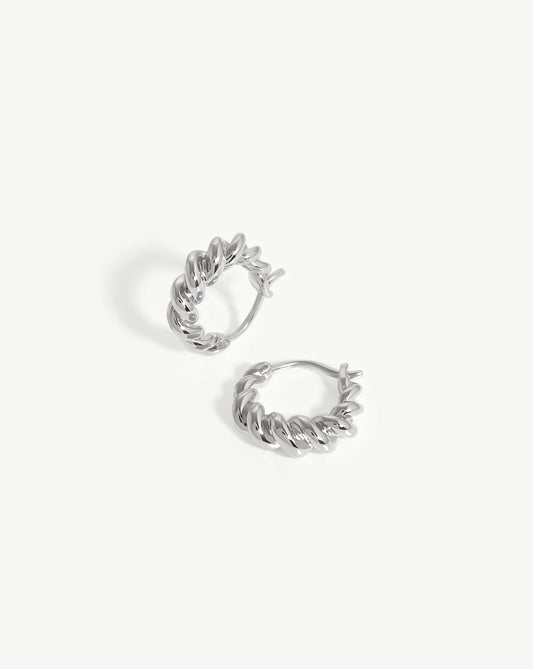 Small Tidal Hoop Earrings | Silver Plated