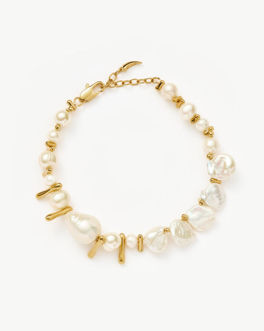 Mixed Pearl Statement Beaded Bracelet | 18ct Gold Plated/Pearl