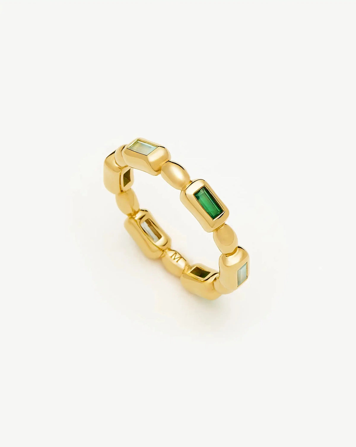 Molten Gemstone Stacking Ring | 18ct Gold Plated/Blue & Green Onyx