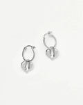 Molten Heart Charm Hoop Earrings | Silver Plated