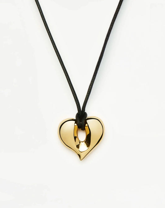 Molten Heart Pendant Cord Necklace | 18ct Gold Plated