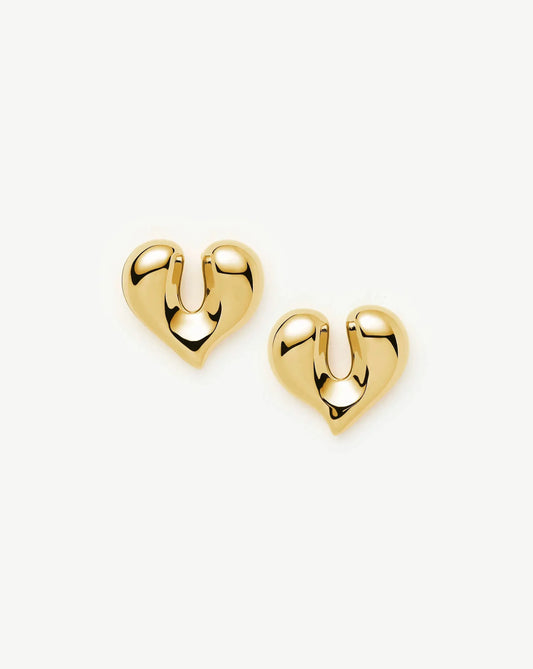 Molten Heart Stud Earrings | 18ct Gold Plated