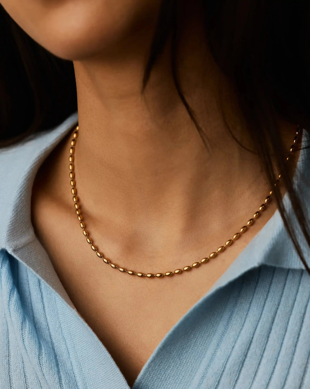 Molten Olive Chain Necklace | 18ct Gold Plated
